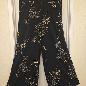 Torrid Black and Gold Floral Wide Leg Pants